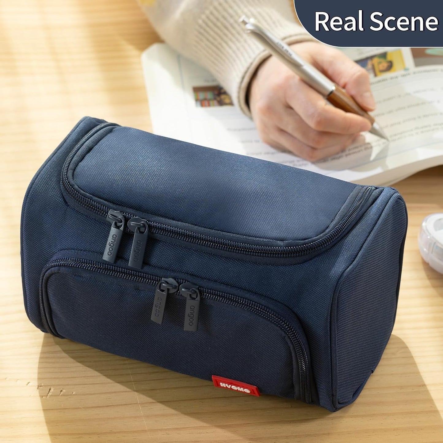 HVOMO Big Capacity Pencil Case High Large Storage Pouch Marker Pen Case Travel Simple Stationery Bag School College Office Organizer for Teens Girls Adults Student（Blue）