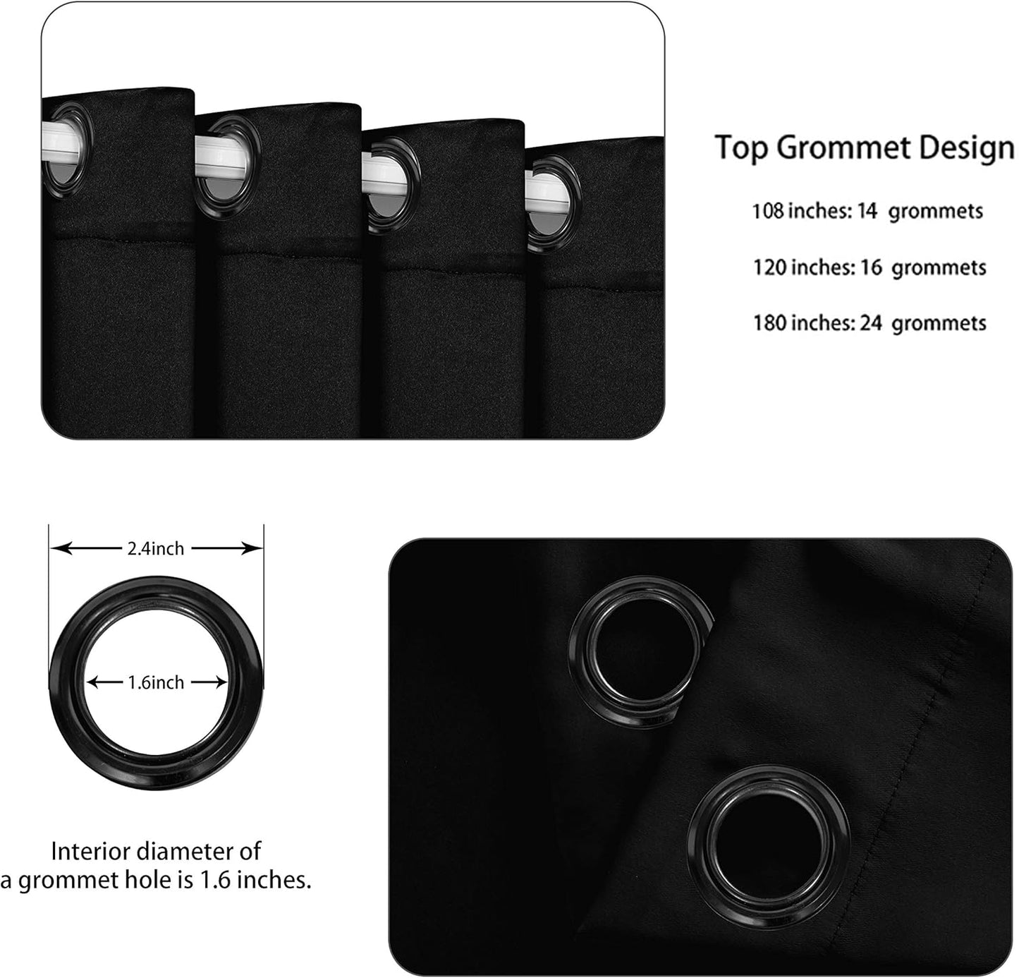 BONZER Extra Wide Room Divider Curtain Total Privacy Wall Noise Reducing Blackout Curtains for Patio Sliding Glass Door, 108L x 108W Inch (9L x 9W ft), 1 Panel, Black