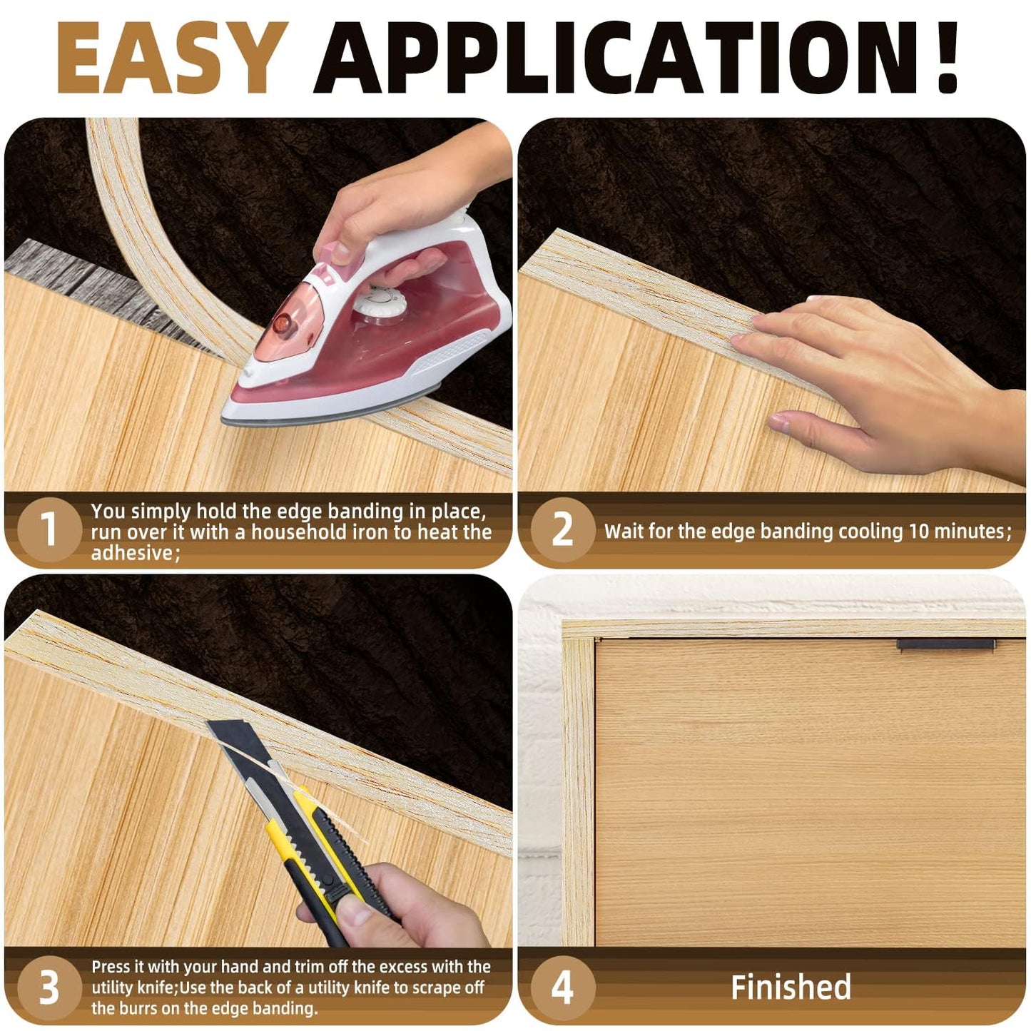 GSCIT Club Oak Edge Banding, 1 inch x 25ft roll of Veneer Edge Banding Preglued Flexible, Real Wood Tape Banding