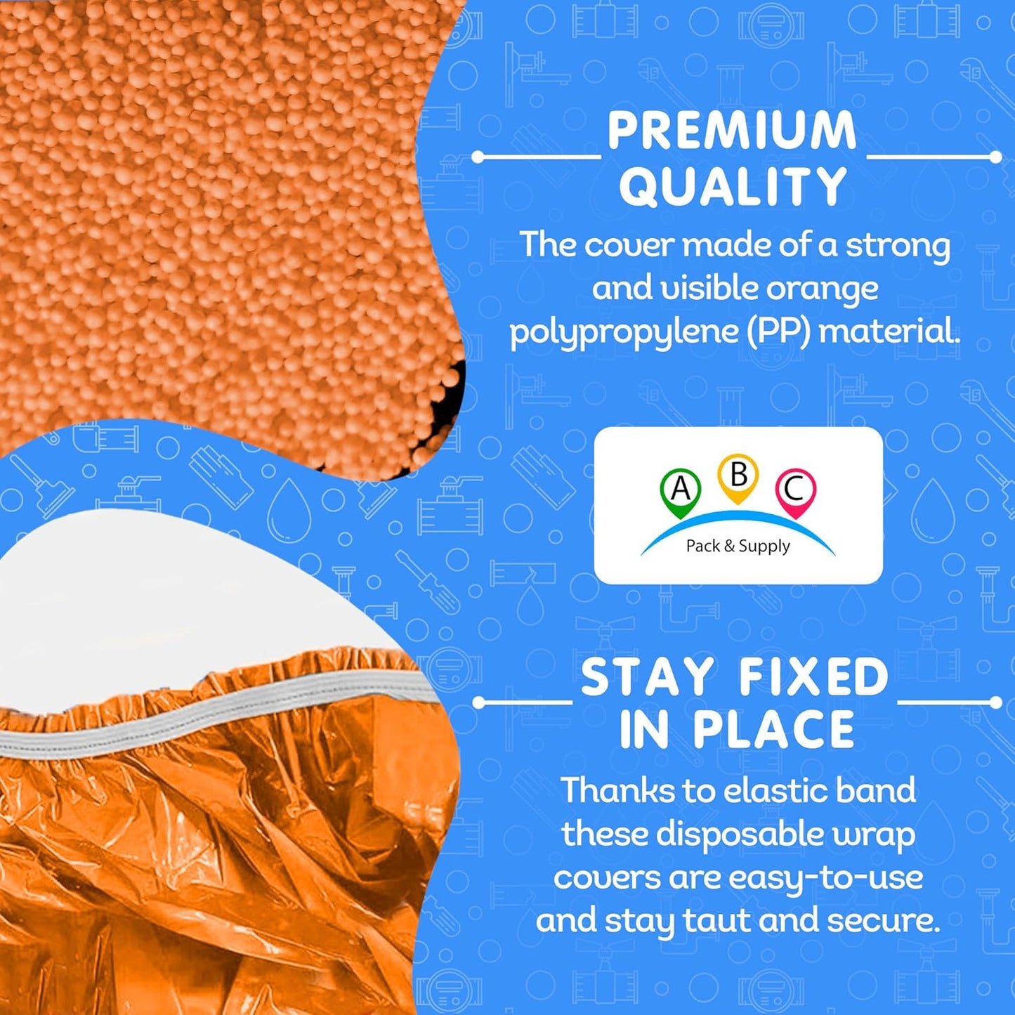 ABC Orange Out of Service Tags, 36 Inches. Pack of 10 Polypropylene Restroom Out of Order Signs with English and Spanish Print. Multipurpose Highly Visible Out of Service Sign with Elastic Band