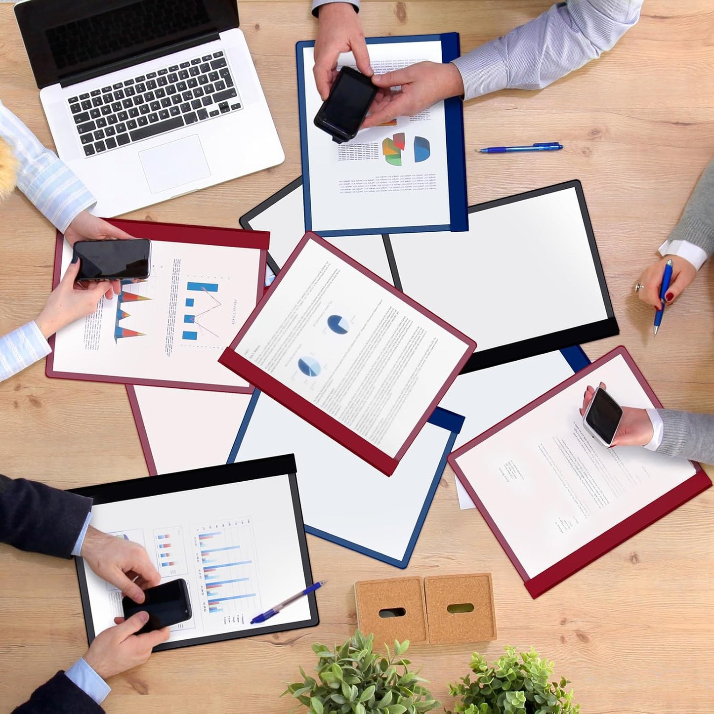 48 Pack Plastic Report Covers with 3 Prongs Presentation Folders Bulk, 100 Sheet Capacity, Clear Front Report Covers for Presentation Document Paper School Office Supplies (Dark Colors)