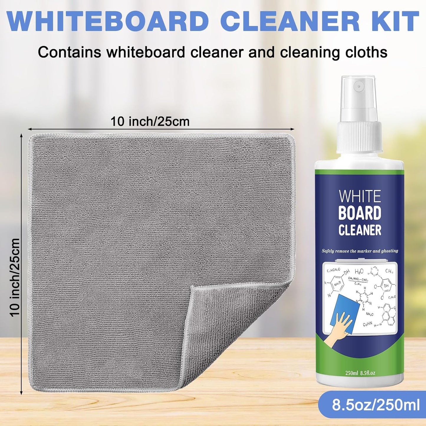 6 Pack Whiteboard Cleaner Spray 8.5oz Dry Erase Board Cleaner with 4 Cloths Non Toxic Dry Erase Cleaner Removes Stubborn Marks from Whiteboards