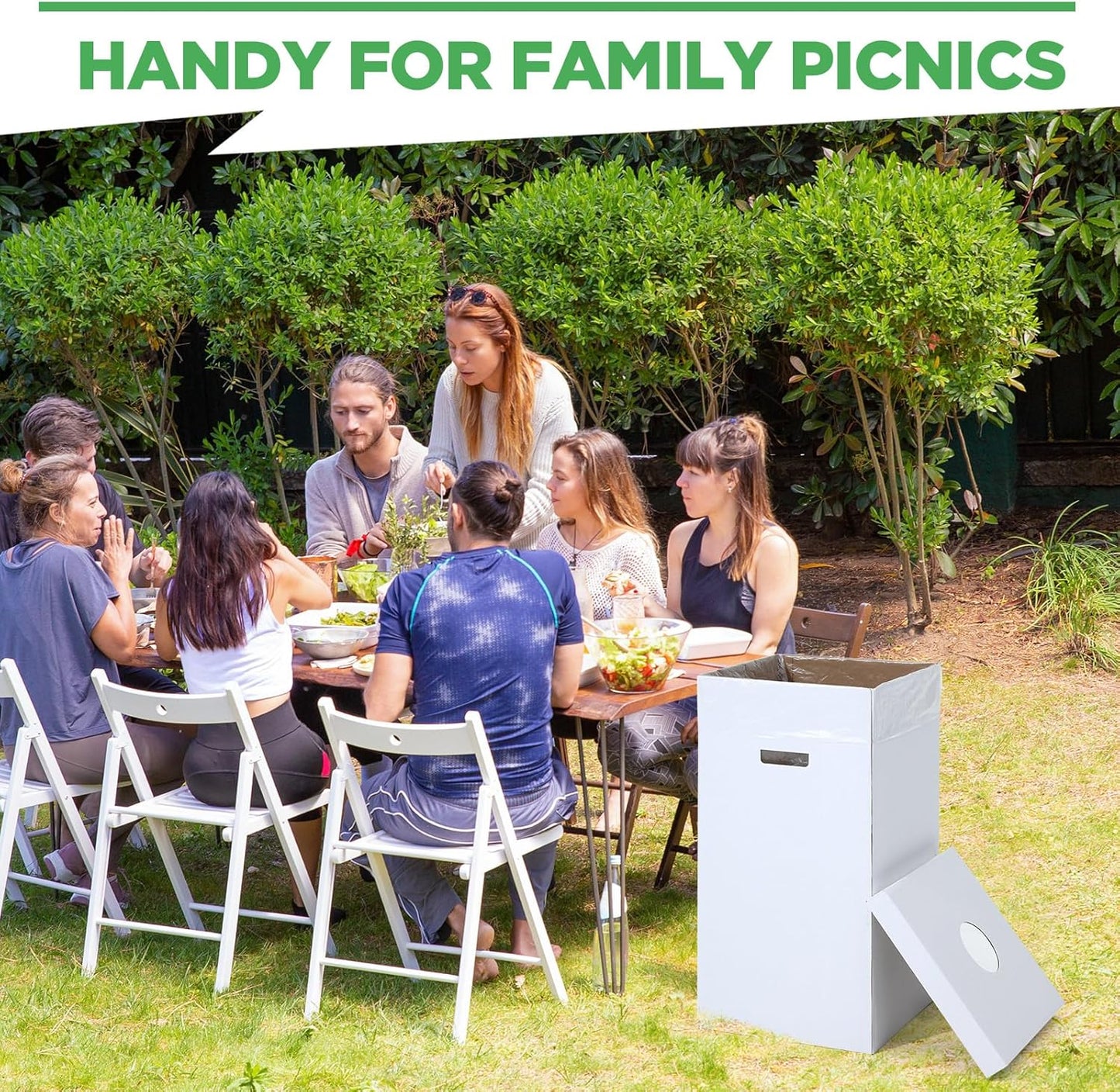 3 Pcs Cardboard Trash Cans with Lid Disposable and Reusable Corrugated Cardboard Trash Cans Recycling Bins Bulk with 6 Garbage Bags White Rubbish Boxes for Parties Events(40 Gallon)