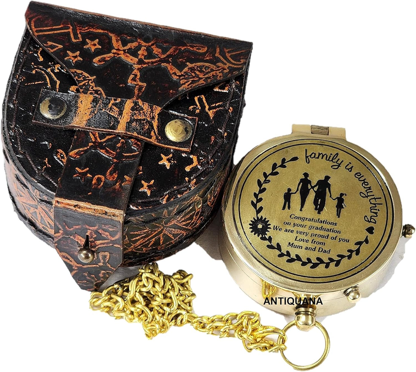 Brass Directional Engraved Compass, Baptism Gifts for Boys Girls, First Communion, Christian Gifts for Men, First Confirmation Gifts for Boys, Inspirational