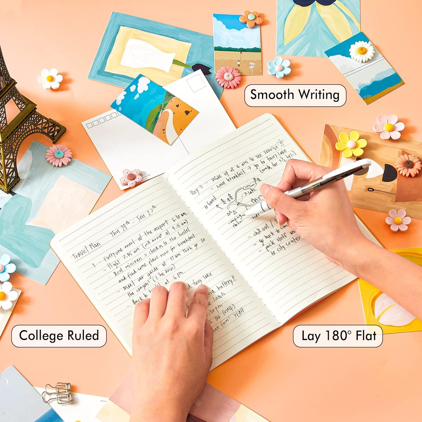 feela 16 Pack Soft Cover Journal Bulk, Lined Notebooks College Ruled for Work for Women Girl Writing, Blank Travel Journal Note Taking Notebook School Business Supplies, 8.2” x 5.5”, A5, Orange