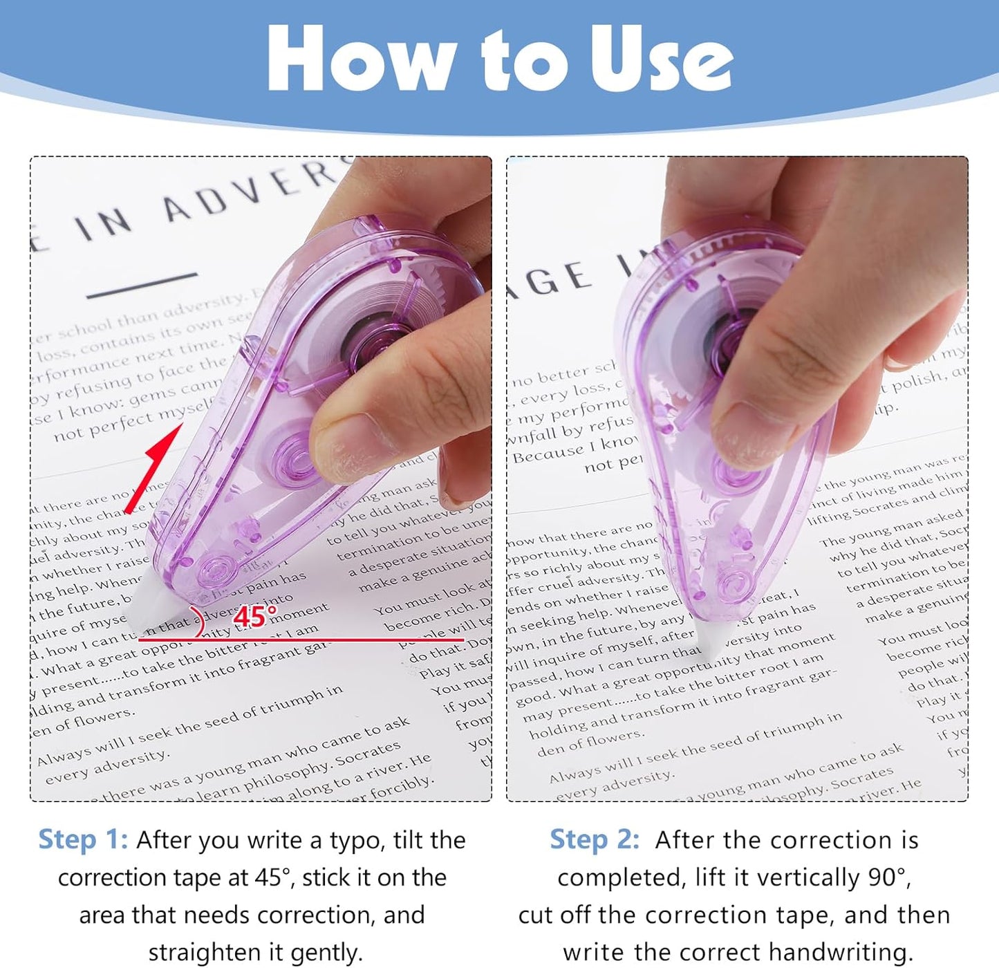 BESARME 24 Pack Correction Tape - Colorful 19.69 Ft Each Correction Tape Roller for Students & Office Supplies