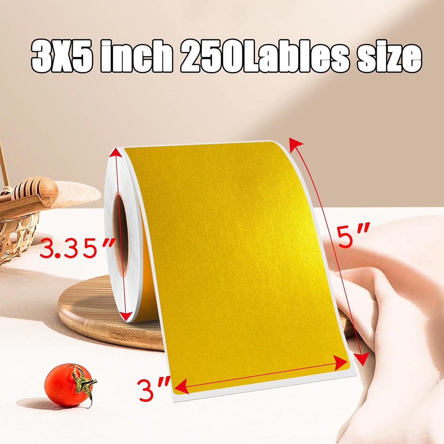 3 x 5 Inch 250Pcs Rectangle Color Coding Stickers,Strong Adhesion Easy to Write Label for Moving,Box Organization,Inventory,Business,Gold