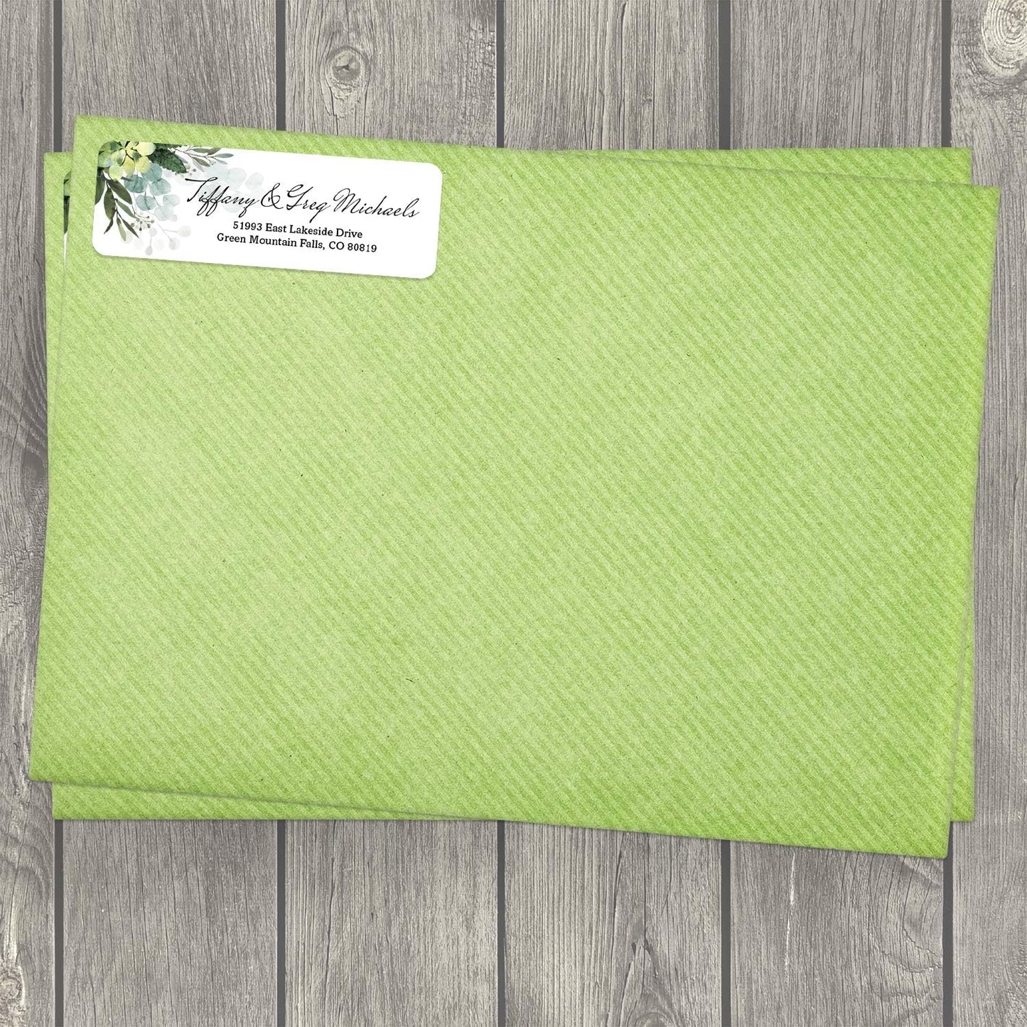 Floral Greenery Rolled Address Labels/Roll of 500 Personalized Address Labels/Designer Return Address Stickers in Elegant Plastic Dispenser