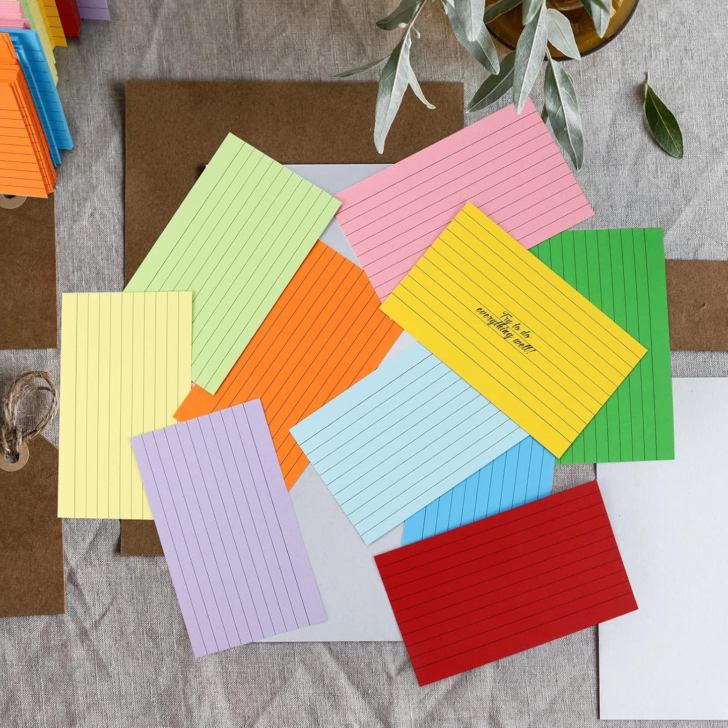 1200 Pieces Index Cards Ruled 3 x 5 Color Index Cards Bulk, Flash Cards, Study Cards, Note Cards for Learning School and Office Uses, 10 Colors