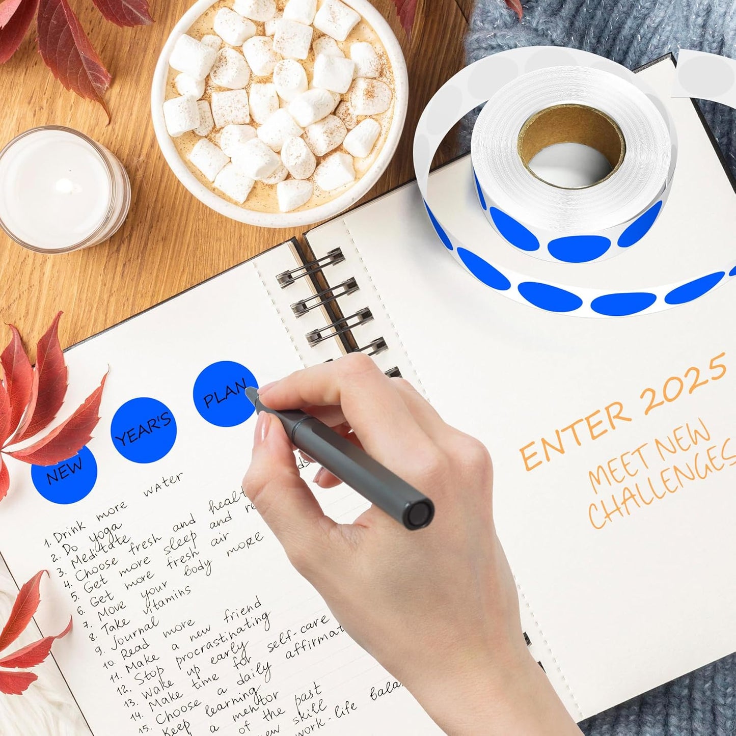 Blue 1 Inch Round Color Coding Dot Labels, 10 Rolls 10000 Dot Stickers in Dispenser Box - Permanent Adhesion, Vibrant Colors, Highly Visible