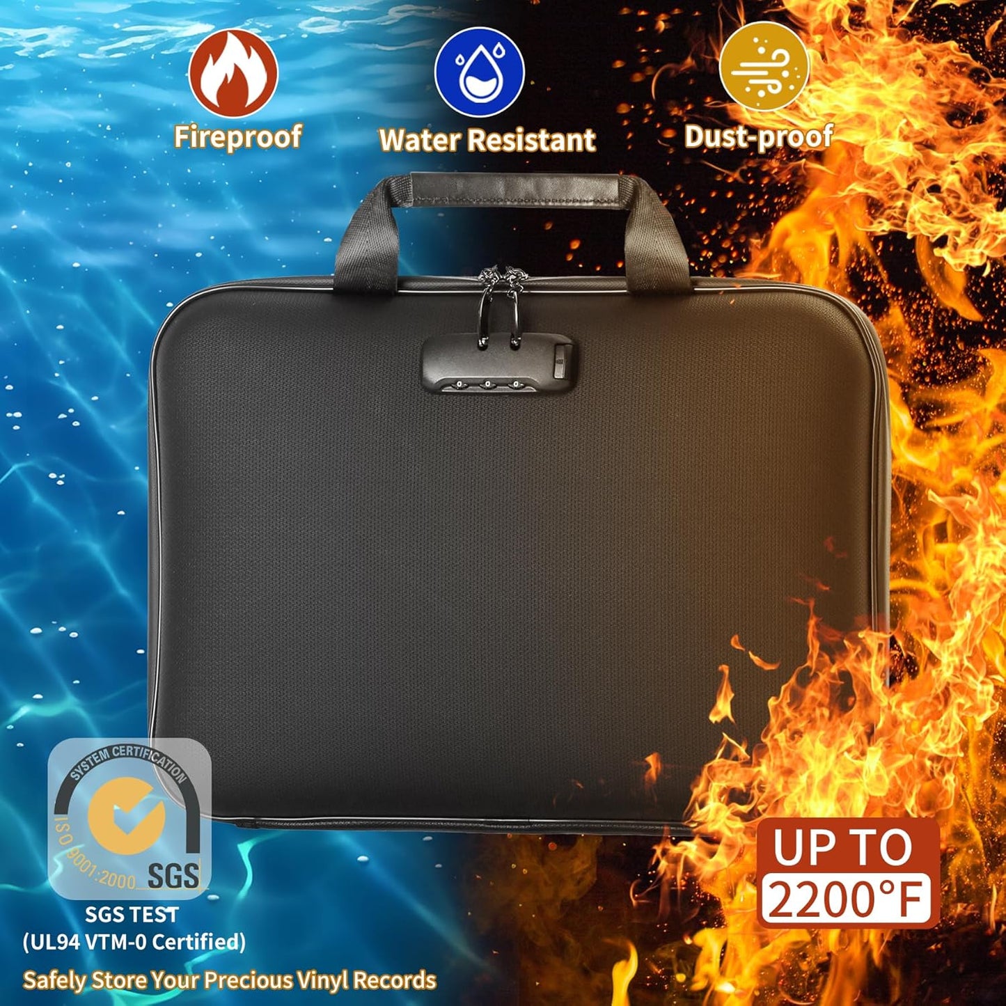 Fireproof Document Box Hard-shell with password lock Accordion File Organizer Comes With 13 Pockets File Box Used For Passports, Certificates, Laptops, Cash, And Important Documents