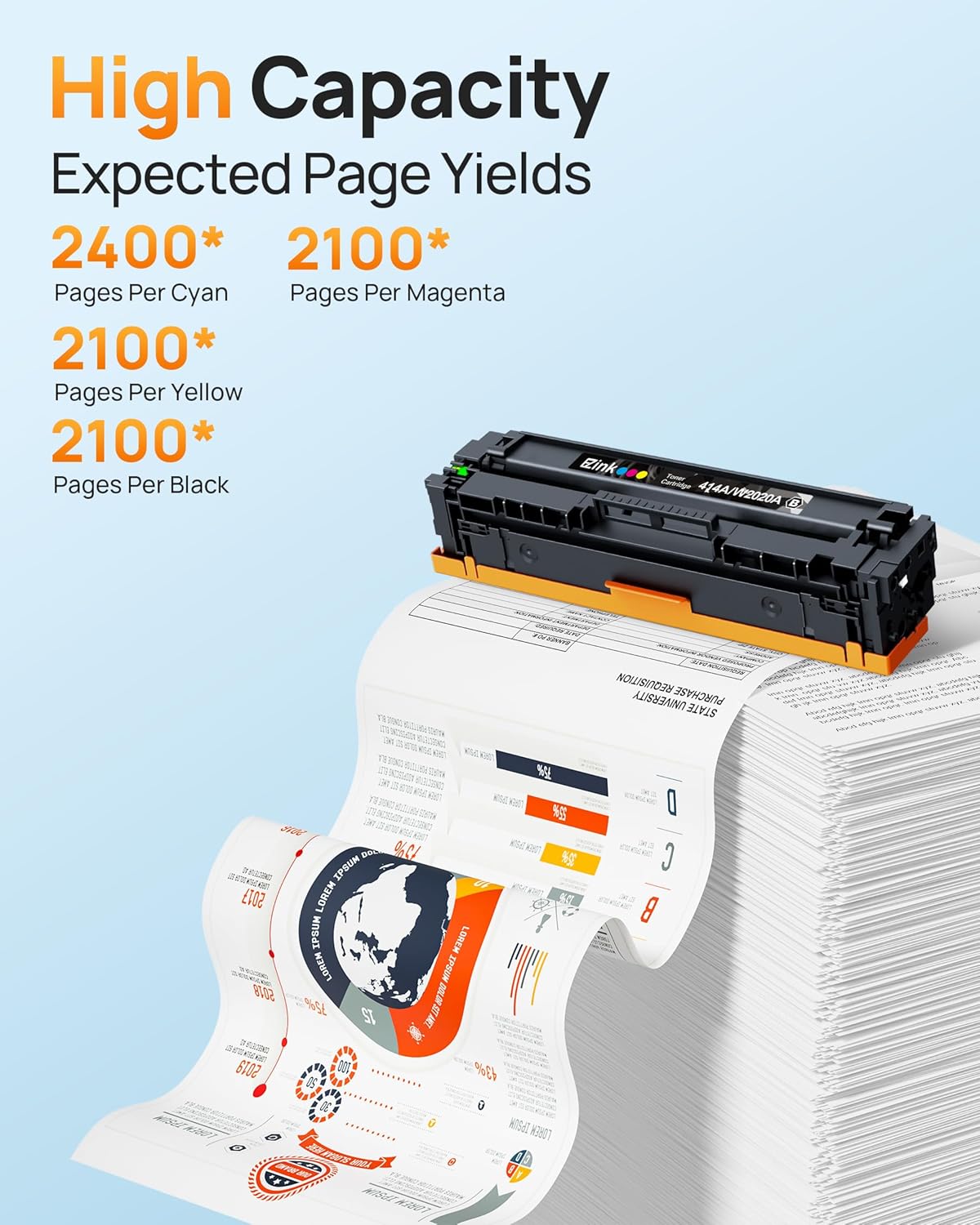 E-Z Ink 414A Toner Cartridges 4 Pack Compatible 414A Toner Cartridges Replacement for HP 414A HP 414X 414A Toner (with Chip) to Use with HP Color Pro M454dw MFP M479 M479fdw M479fdn M479fdw Printer