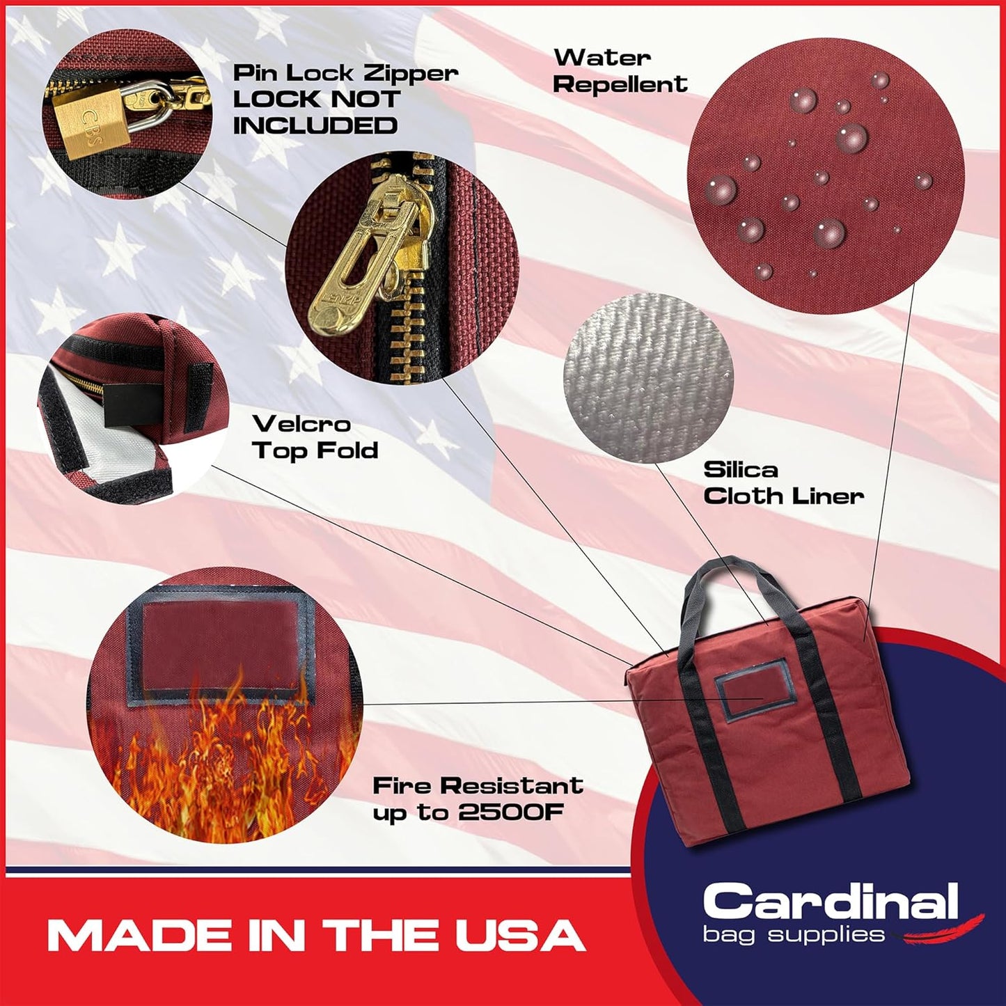 Fire Resistant and Water Repellent Briefcase Document Bag, 18 x 14 x 4 Inch