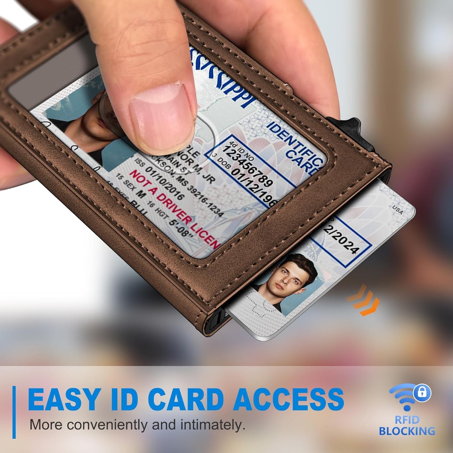 Airtag Wallet for Men, Slim Pop Up Credit Card Holder RFID Blocking Mens Minimalist wallet for 7-9 Cards ID Window, with Gift Box