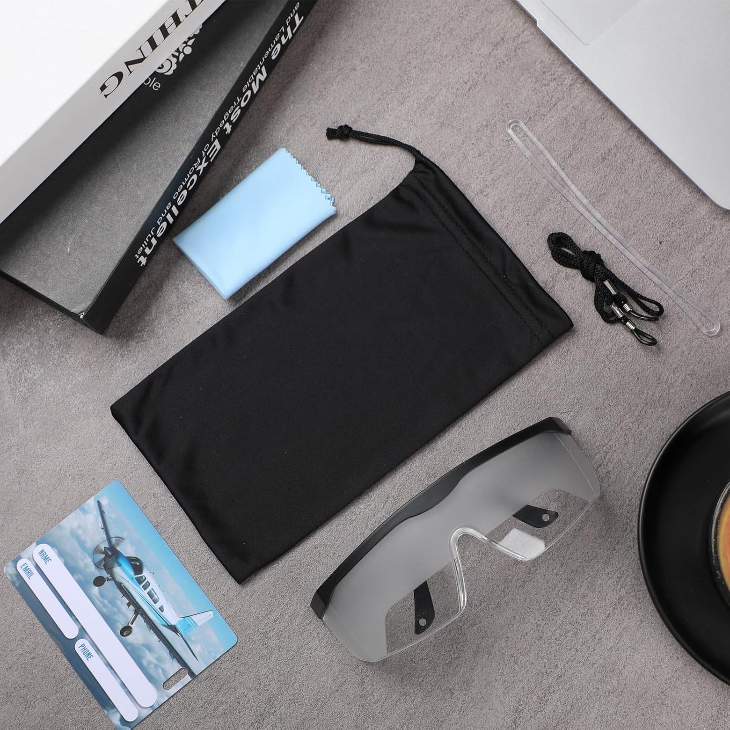 Aviation Flight Training Glasses Adjustable View Limiting Goggles Device with Glasses Box and Tag(Clear)