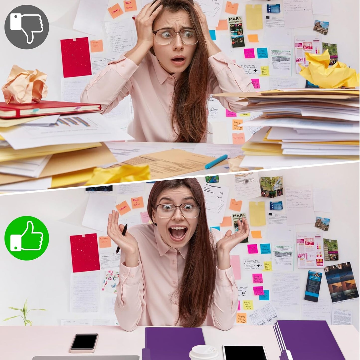 100 Packs Colored File Folders,Purple File Folders Letter Size,1/3 Cut Tabs File Folder,Two-Tone File Folder,Manila File Folders for Office,School and Home,Organization