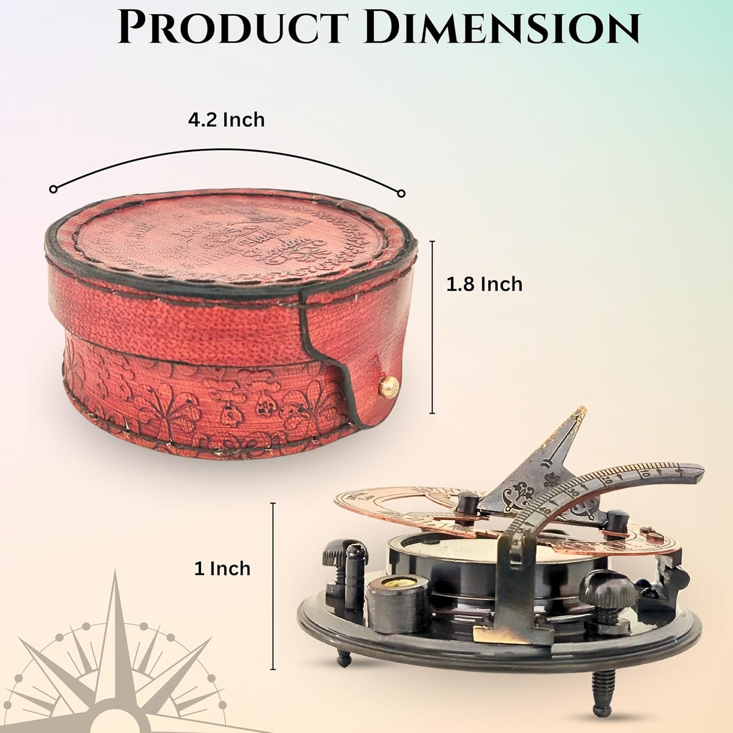 Antique Brass & Copper Sundial Compass, Sundial Clock in Box Gift Sun Clock Ship Replica Watch, Nautical Gifts for Men, Unique Nautical Decor, Naval Maritime Sundial (#5 Antique Gilbert)