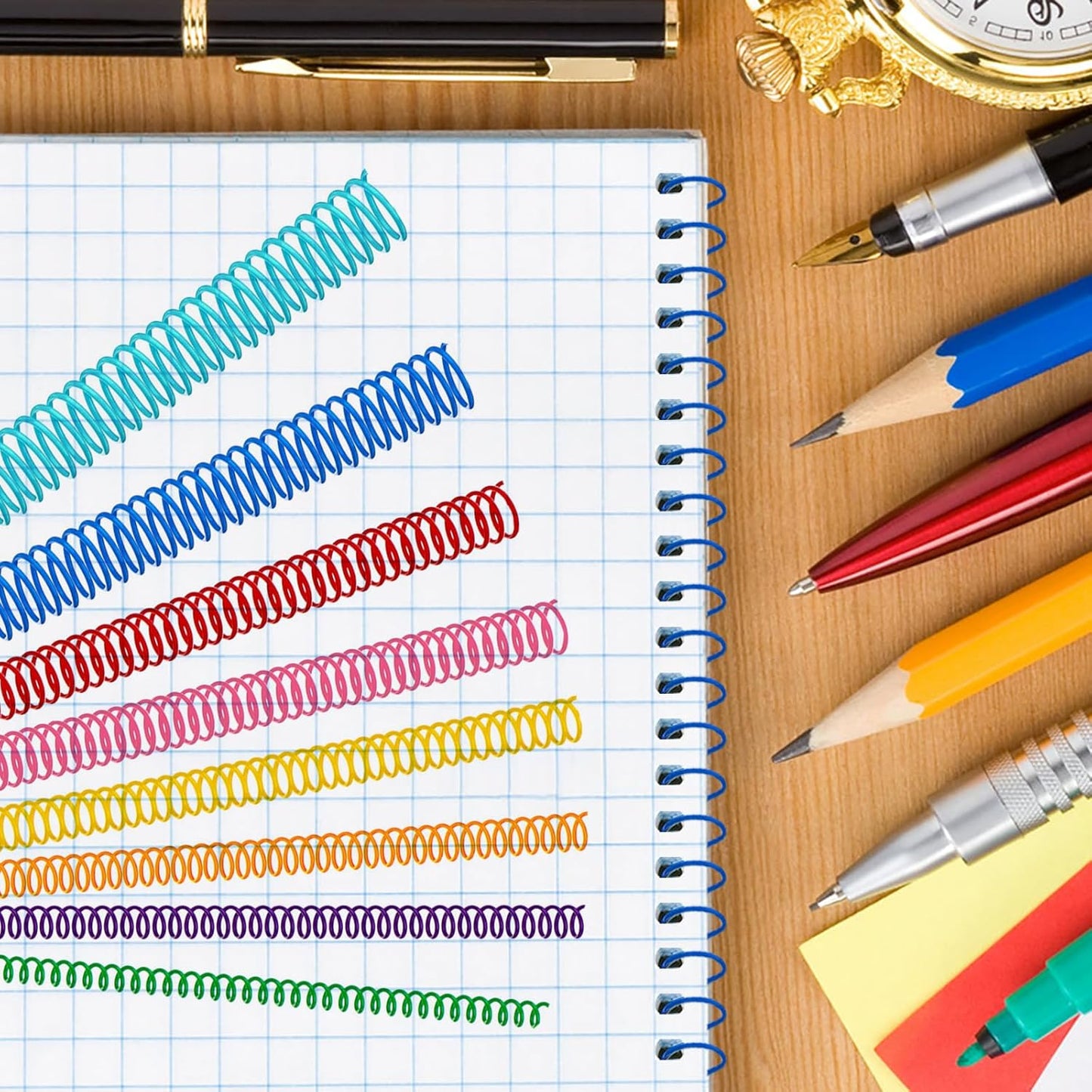 120 Pack Plastic Spiral Binding Coils Binder Binding Spirals Rings 8 Size Spiral Binding Wire Combs Spines Coils, 4:1 Pitch, 1/4 5/16 3/8 1/2 9/16 5/8 3/4 7/8 Inch (Multicolor)