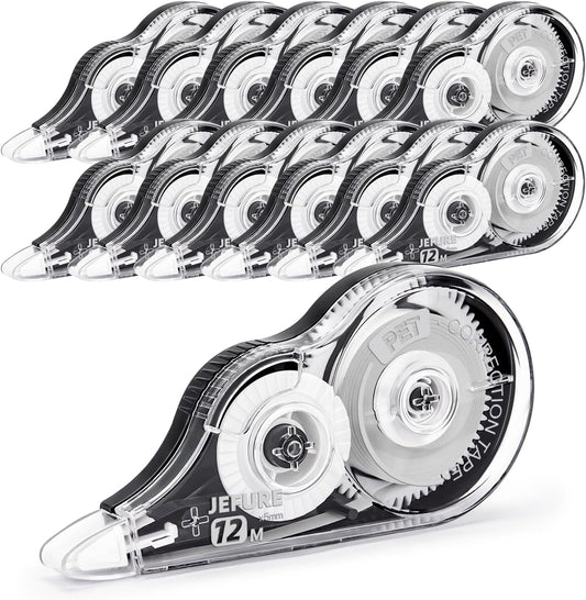 12 Pcs Correction Tape, 39.37 Ft White Wrong Out Tear-Resistant Bulk, Instant Corrections Easy to Use Applicator for School, Office, Note Taking, Journal (Tape Width 0.2 in，Clear)