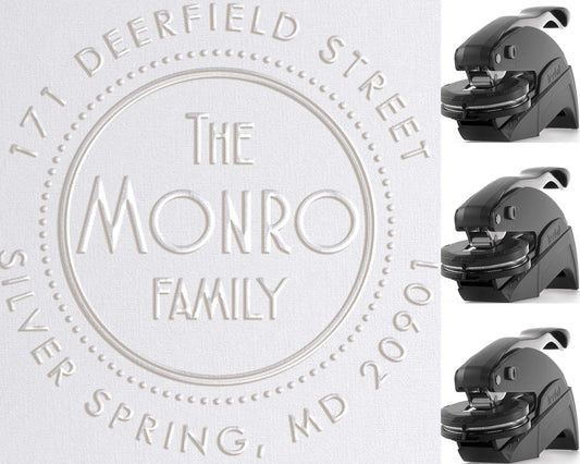 Custom Address Embosser, Monogram Embosser, Personalized Embossing Seal, Personalized Stamp, Hand Embosser. for Office (Design 2)
