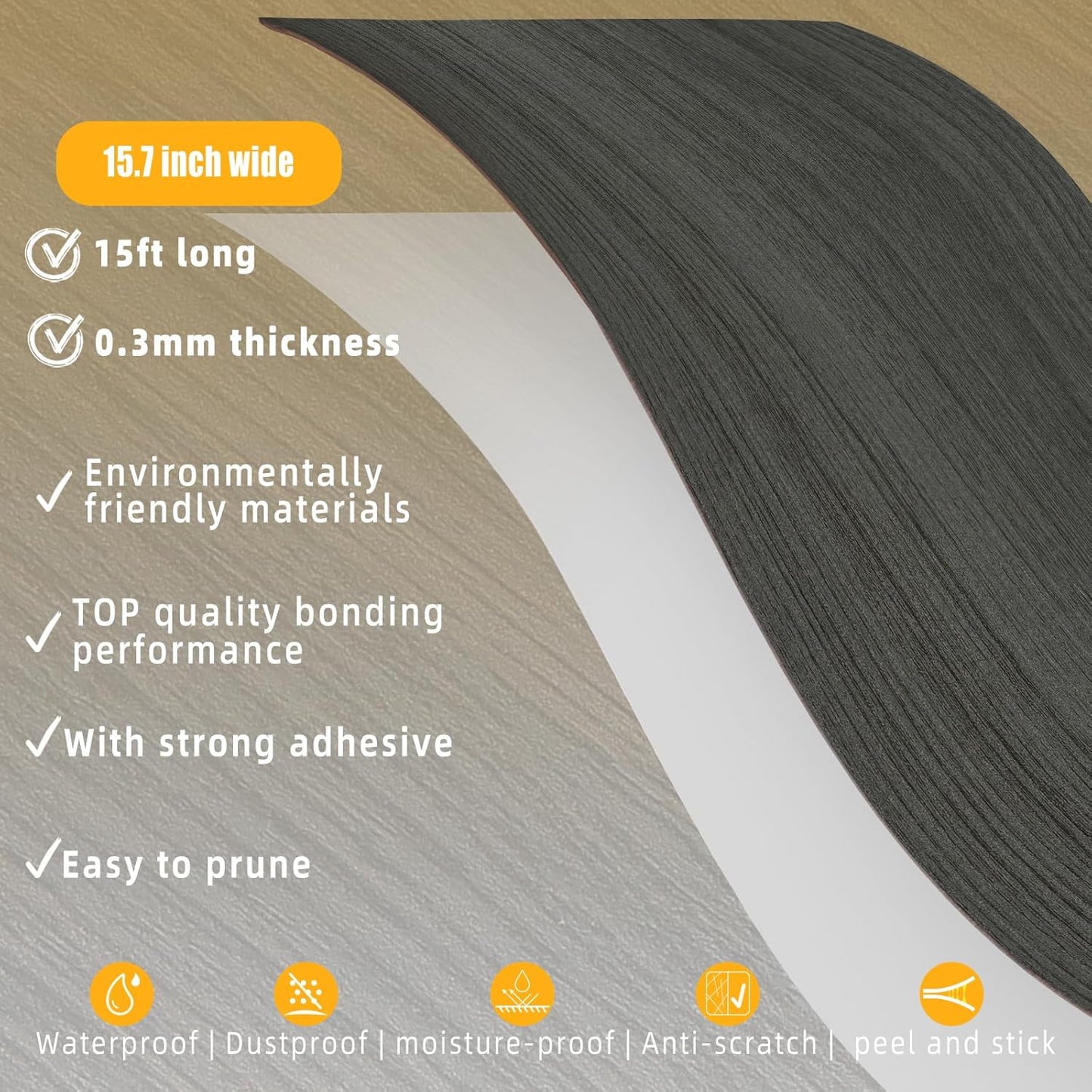 GSCIT Club Dark Walnut Wallpaper, 15.7 inch X 15ft Self Adhesive Wood Grain Repair Tape Patch for Tables, Chairs, Baseboards, Doors, Windows, Floors, Handicraft DIY.