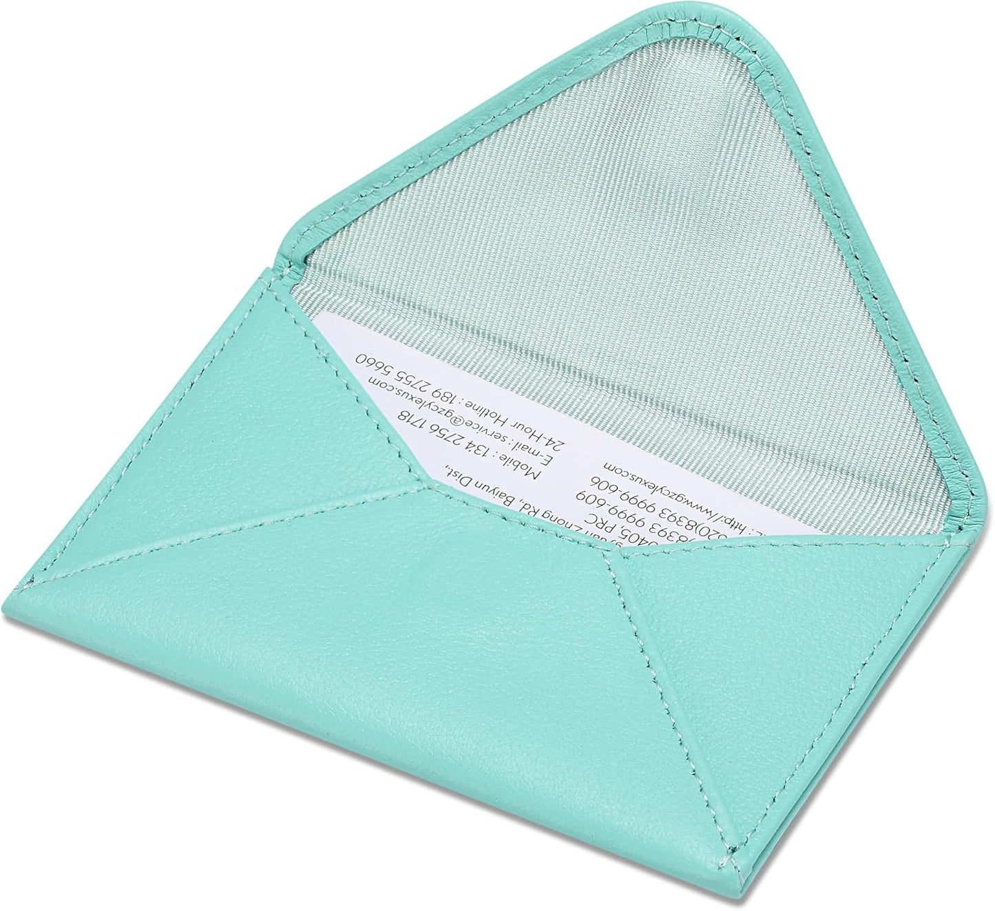 HISCOW Envelope Business Card Case with Magnet Closure - Italian Calfskin (Teal)