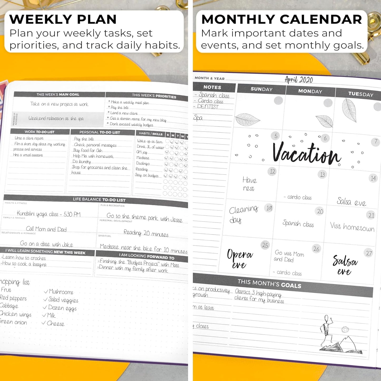 Clever Fox Planner Daily PRO - 8.5 x 11" A4 Size Daily Life Planner and Gratitude Journal to Increase Productivity, Time Management and Hit Your Goals - Undated - Lasts 3 Months (Purple)