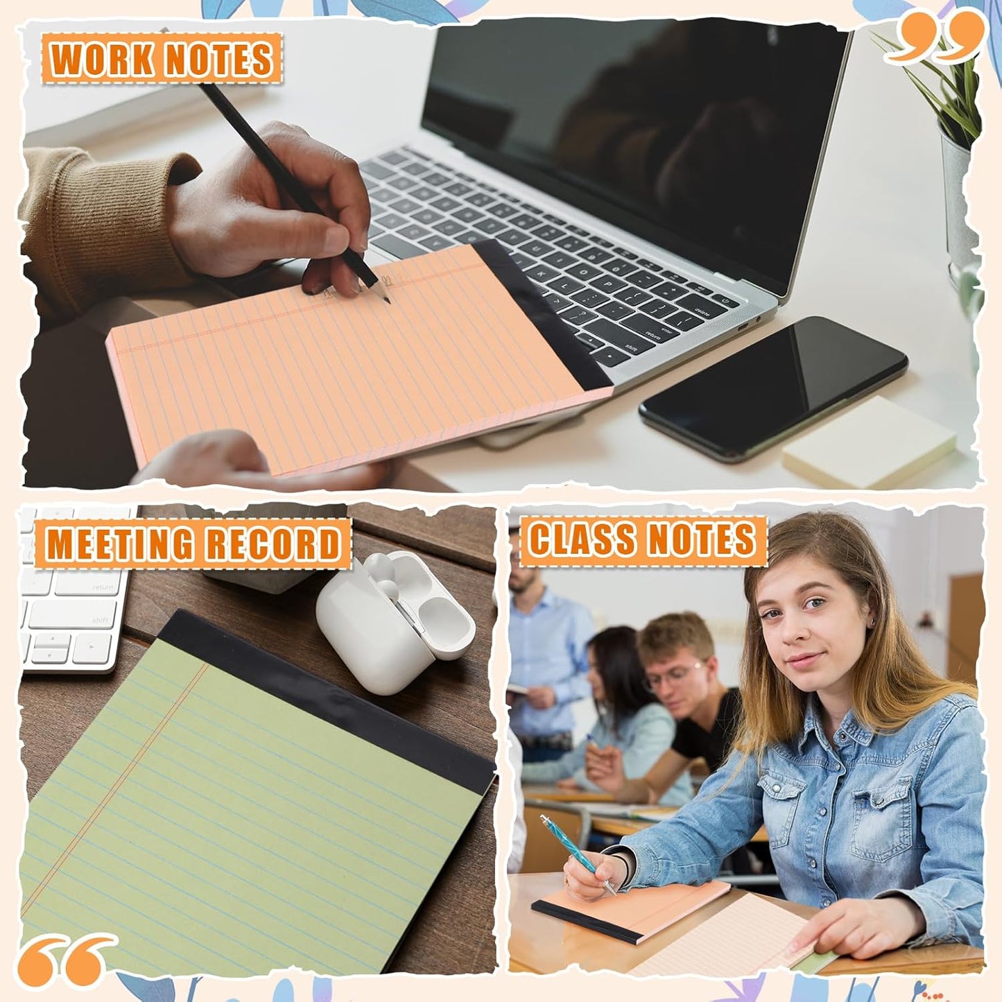 Fuutreo 12 Pcs 5" x 8" Legal Pad Writing Notepads 50 Sheets Small Legal Pad Narrow Ruled Multiple Color Lined Paper for School College Office Supplies Work (Earthy Colors)