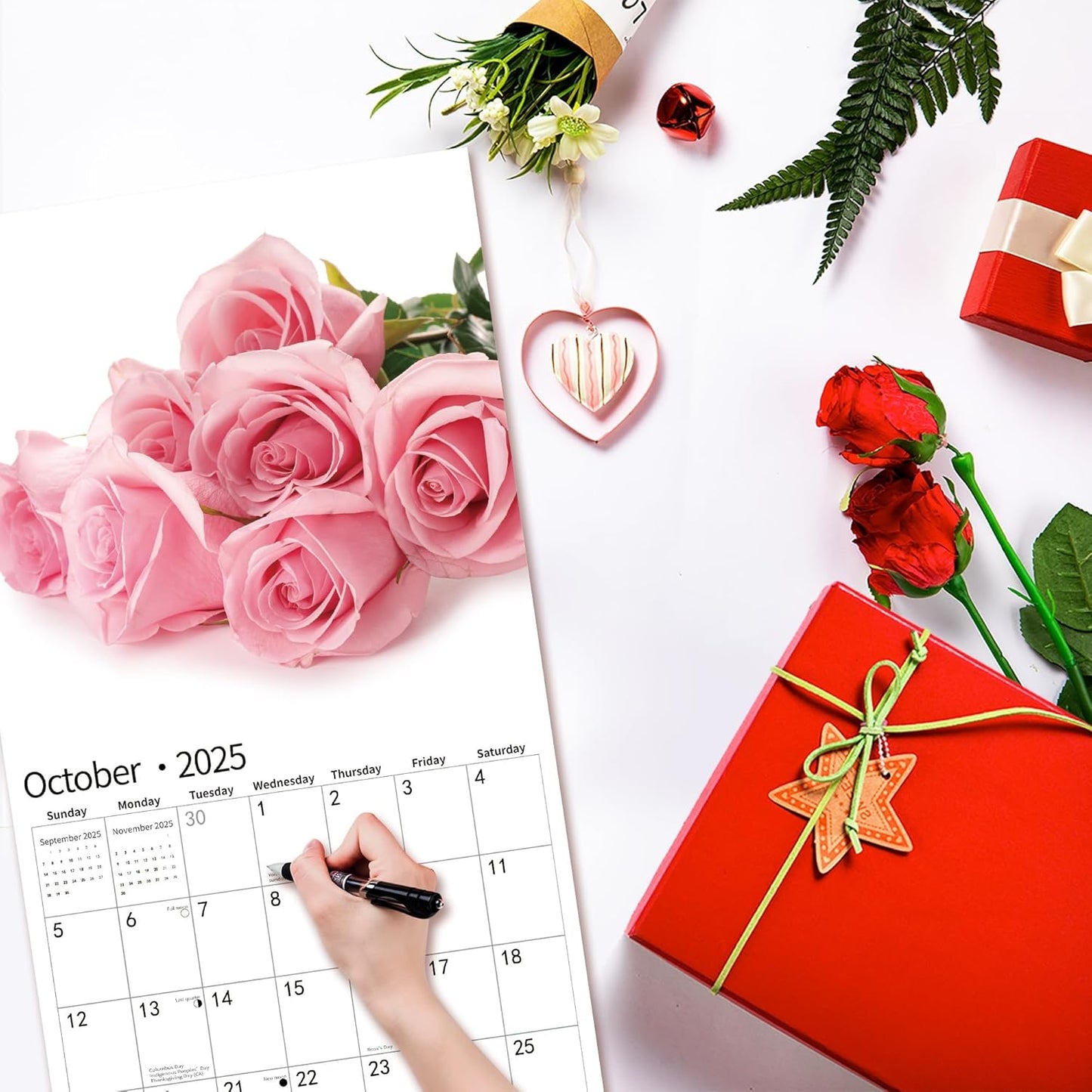 2025 Wall Calendar,Calendar 2025, January 2025 - December 2025, Wall Calendar Roses, 12" x 24" Opened,Full Page Months Thick & Sturdy Paper for Calendar Organizing & Planning
