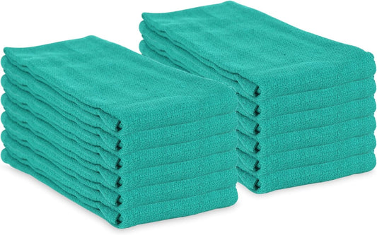 Arkwright Surgical Huck Towels - (Pack of 12) Lint Free & Highly Absorbent Pre-Treated Cotton Cleaning Cloths, Perfect for Medical, Auto Detailing, Window Glass, and Shop, 16 x 26 in, Hunter Green