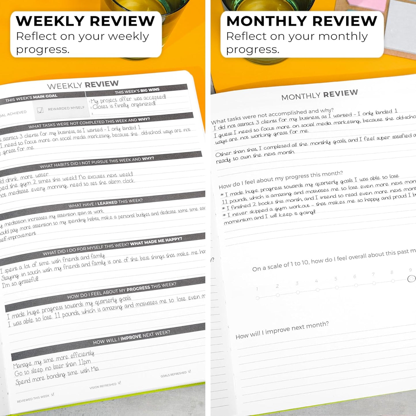 Clever Fox Planner Daily PRO - 8.5 x 11" A4 Size Daily Life Planner and Gratitude Journal to Increase Productivity, Time Management and Hit Your Goals - Undated - Lasts 3 Months (Lime Green)