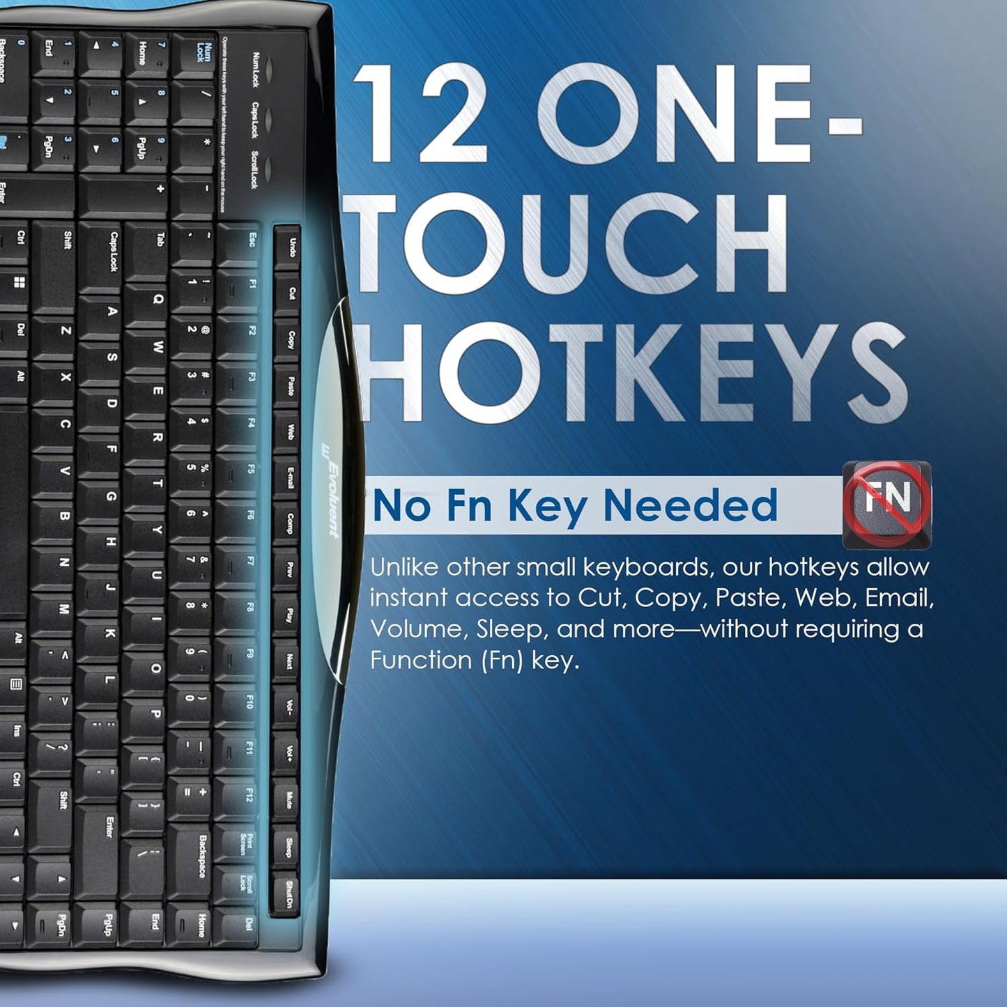 Evoluent R3K Reduced Reach Right-Hand Keyboard – Wired USB Compact with Numeric Pad, Ergonomic Computer Keyboards for Comfortable Typing, Black Full-Size PC Keyboard with One-Touch Shortcut Keys