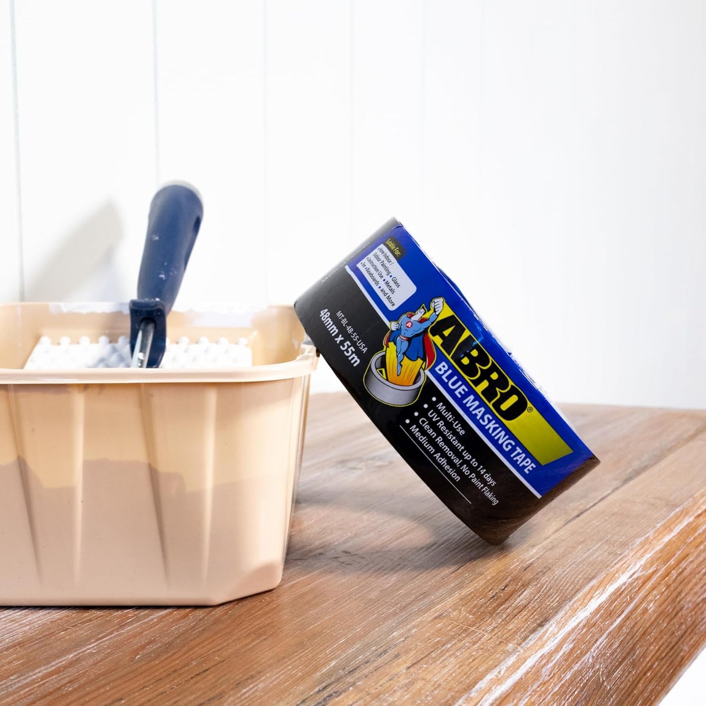 ABRO Blue Painters Tape 2 Inch Wide, 48mm x 55M, All Purpose Blue Tape, Temporary Labeling, Easy Tear, Clean Removal, Masking Tape Colored DIY or Pro