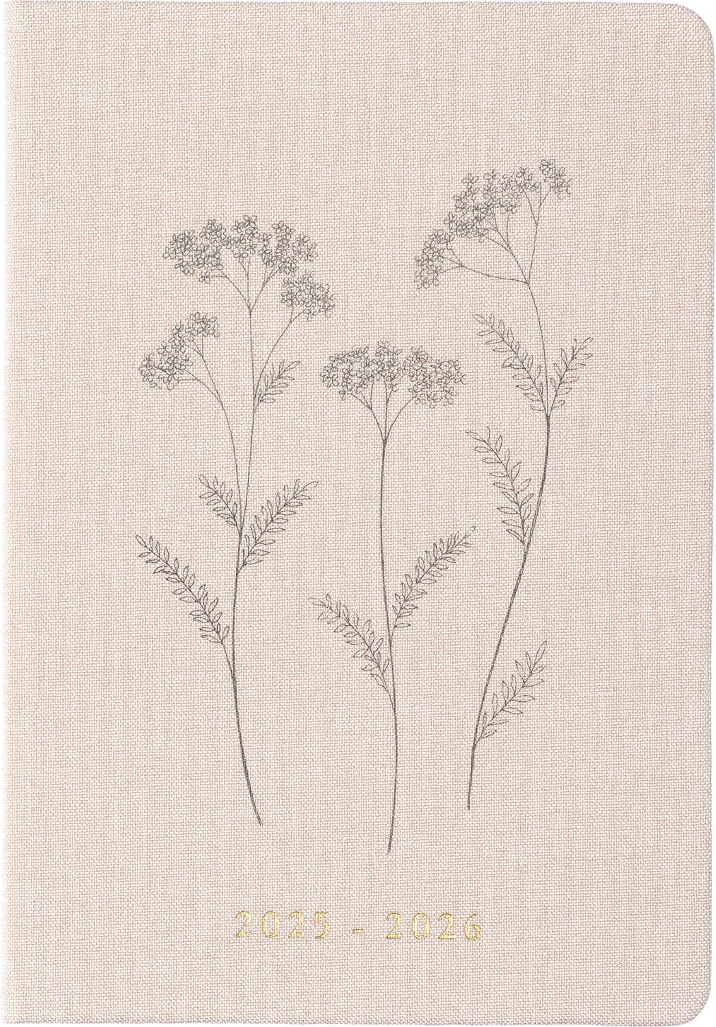 2025-2026 Eccolo 18 Month Linen Bound Planner, Monthly & Weekly Pages (5.25 x 7.75" - July 2025 to Dec 2026 - Delicate Floral)