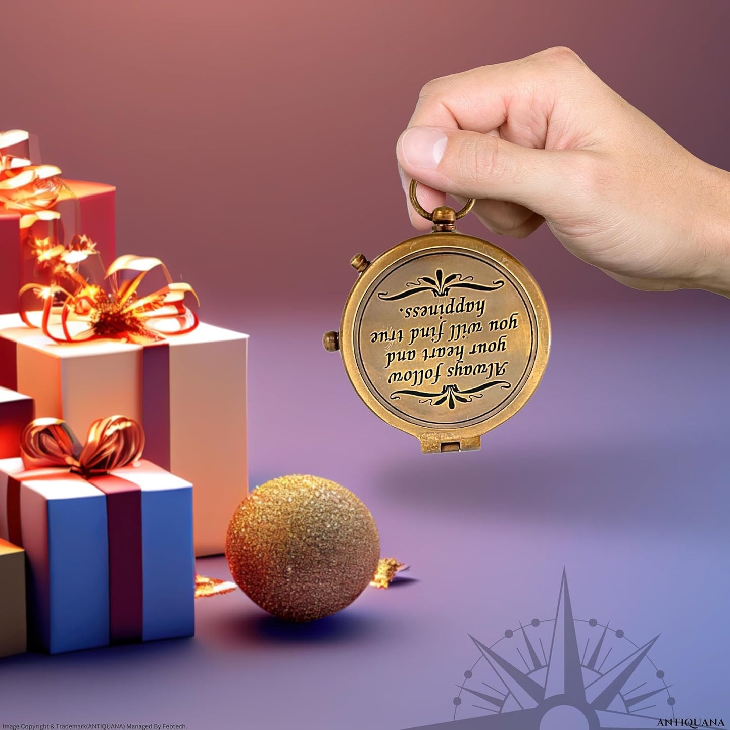 Brass Directional Engraved Compass, Baptism Gifts for Boys Girls, First Communion, Christian Gifts for Men, First Confirmation Gifts for Boys, Inspirational