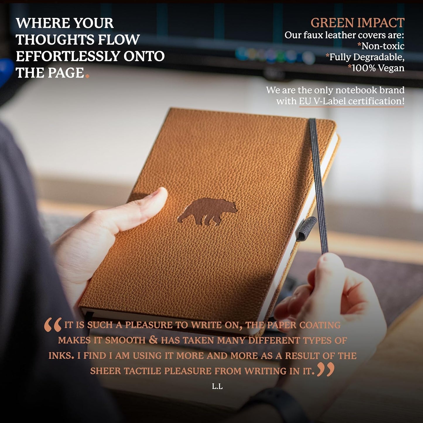 Dingbats* Wildlife Plain Journal Notebook A5 - Vegan Leather Hard Cover, Ideal for Work, Travel - Pocket, Elastic Closure, Bookmark