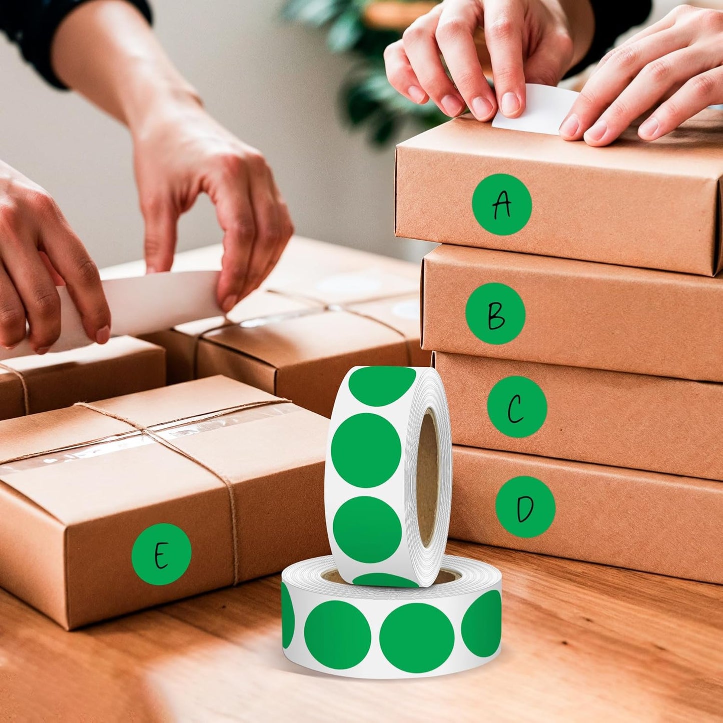 Green 1 Inch Round Color Coding Dot Labels, 10 Rolls 10000 Dot Stickers in Dispenser Box - Permanent Adhesion, Vibrant Colors, Highly Visible