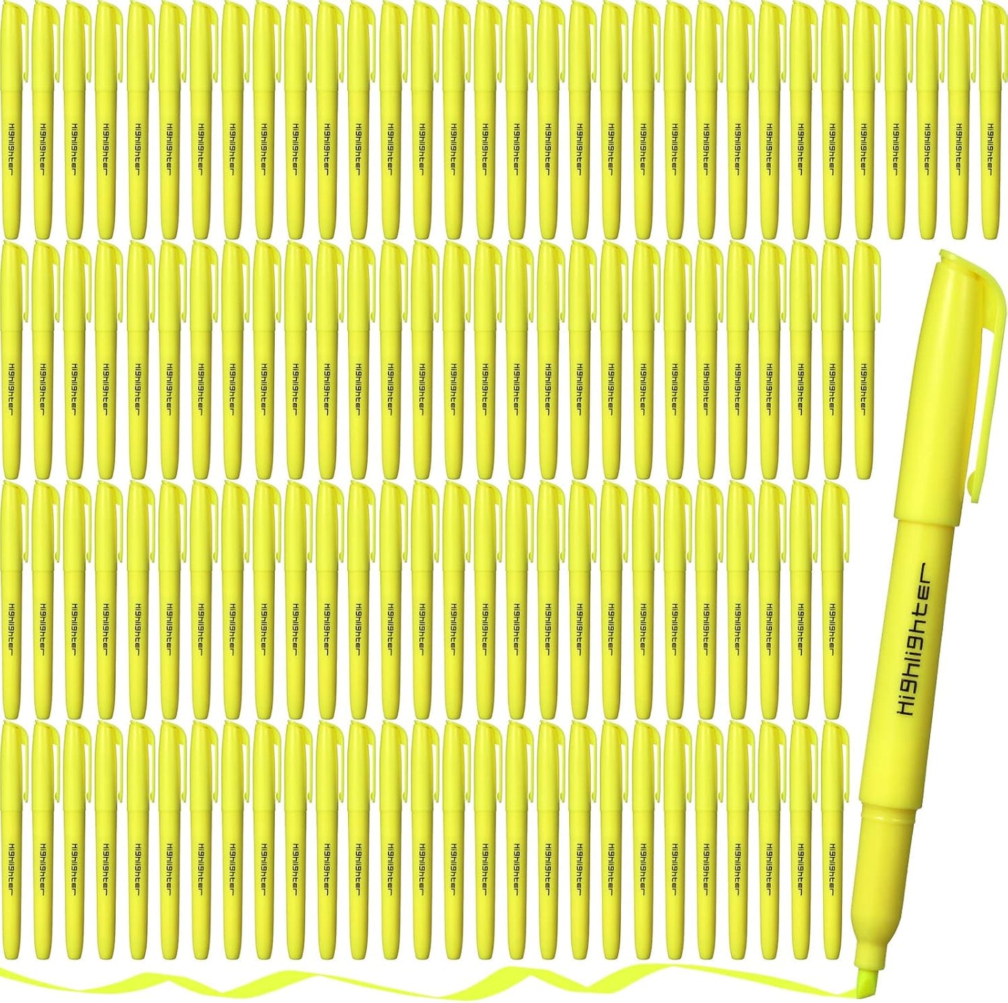 180 Pcs Highlighter Markers Bulk, Chisel Tip Aesthetic No Bleed Pastel Highlighter Pens Quick Drying Liner Markers for Adults Kids Highlighting in The Home School Office Classroom Supplies (Yellow)