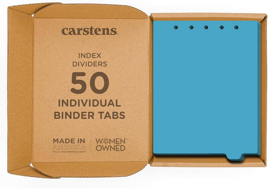 Carstens - Heavy Duty Plastic Ring Binder Dividers, Bottom Tab, 1/9 Cut, Tab 8 Position, US Letter, Blue, Case of 50, (2619-08CS) - Ideal Medical Chart Dividers or Index Tabs for 3 Ring Binders