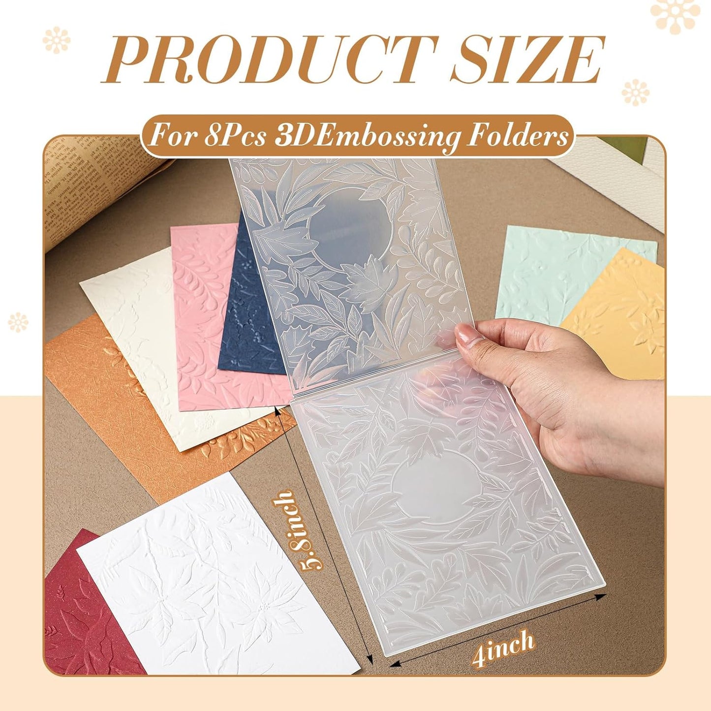 Geiserailie 8 Pieces Embossing Folders Embossing Machine Template Paper Card Heart Folders for Card Making DIY Flower Scrapbook Photo Album Craft Decoration 5.9 x 4.1 Inch(8 Pcs,Stylish Style)