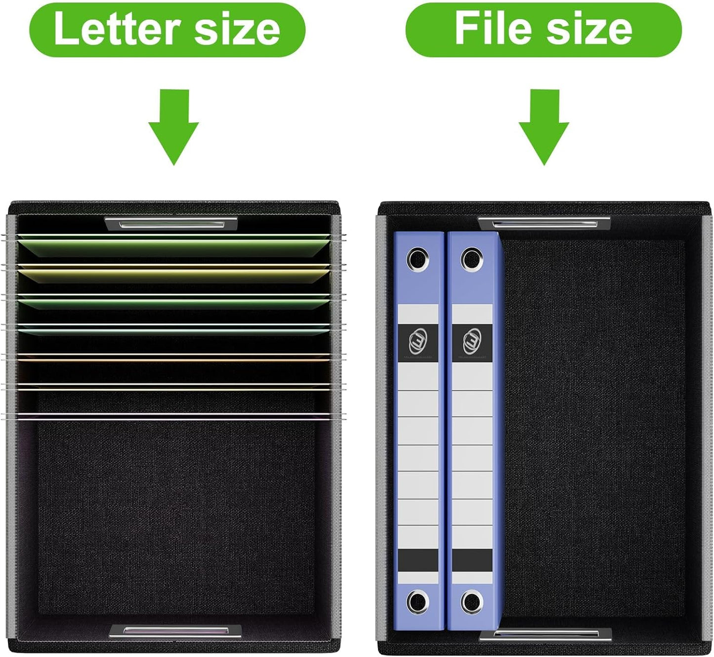 Huolewa Portable Leather File Organizer Boxes with Lids, Office Document Boxes Organizer, Filing Boxes, Decorative Small File Boxes for Hanging Files, File Cabinet for Office/Home - 4 Pack