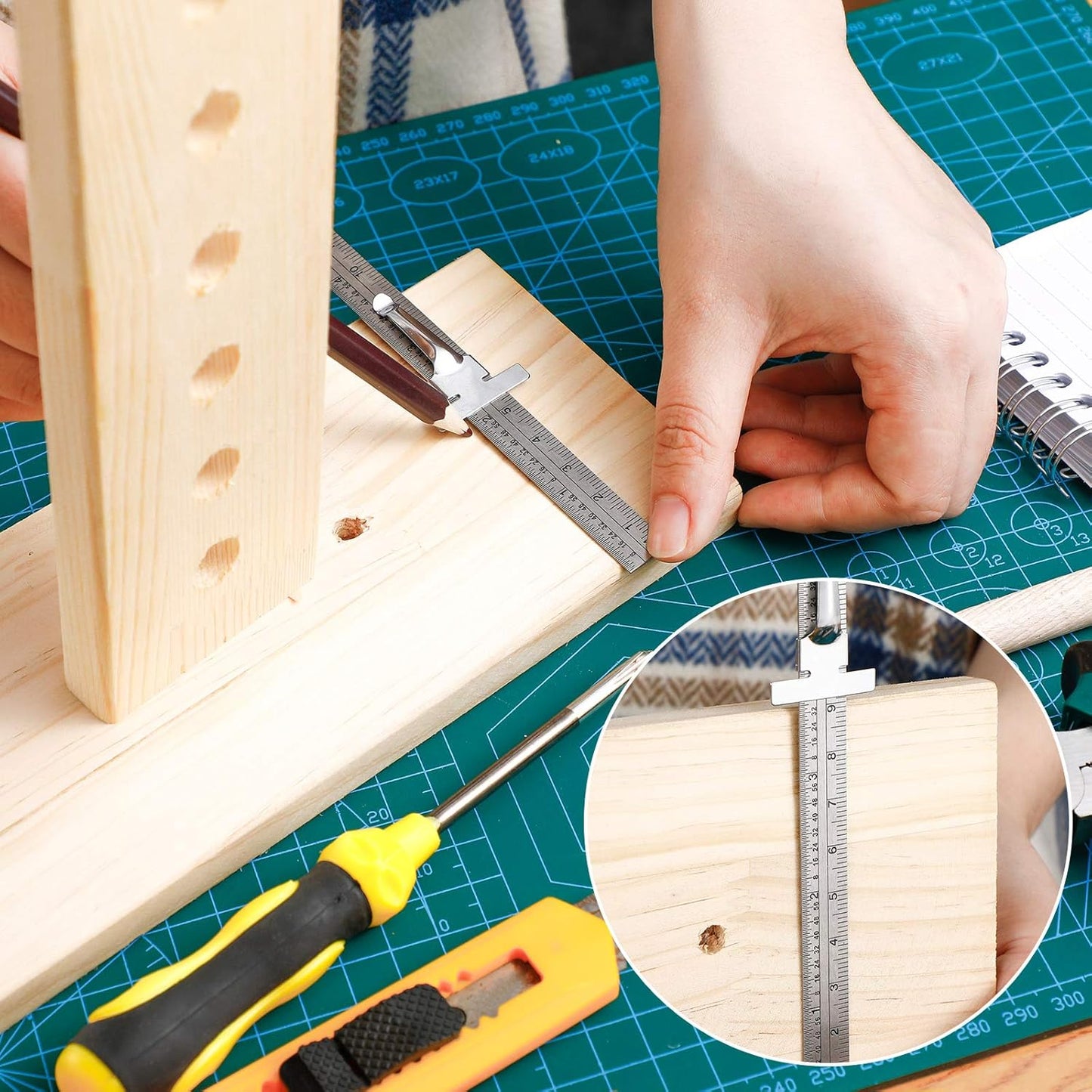 6 Inch 15 cm Pocket Ruler Flexible Precision Stainless Steel Ruler with Detachable Clips Stainless Steel Pocket Clip Scale Gauge Metric British System(3 Pieces)