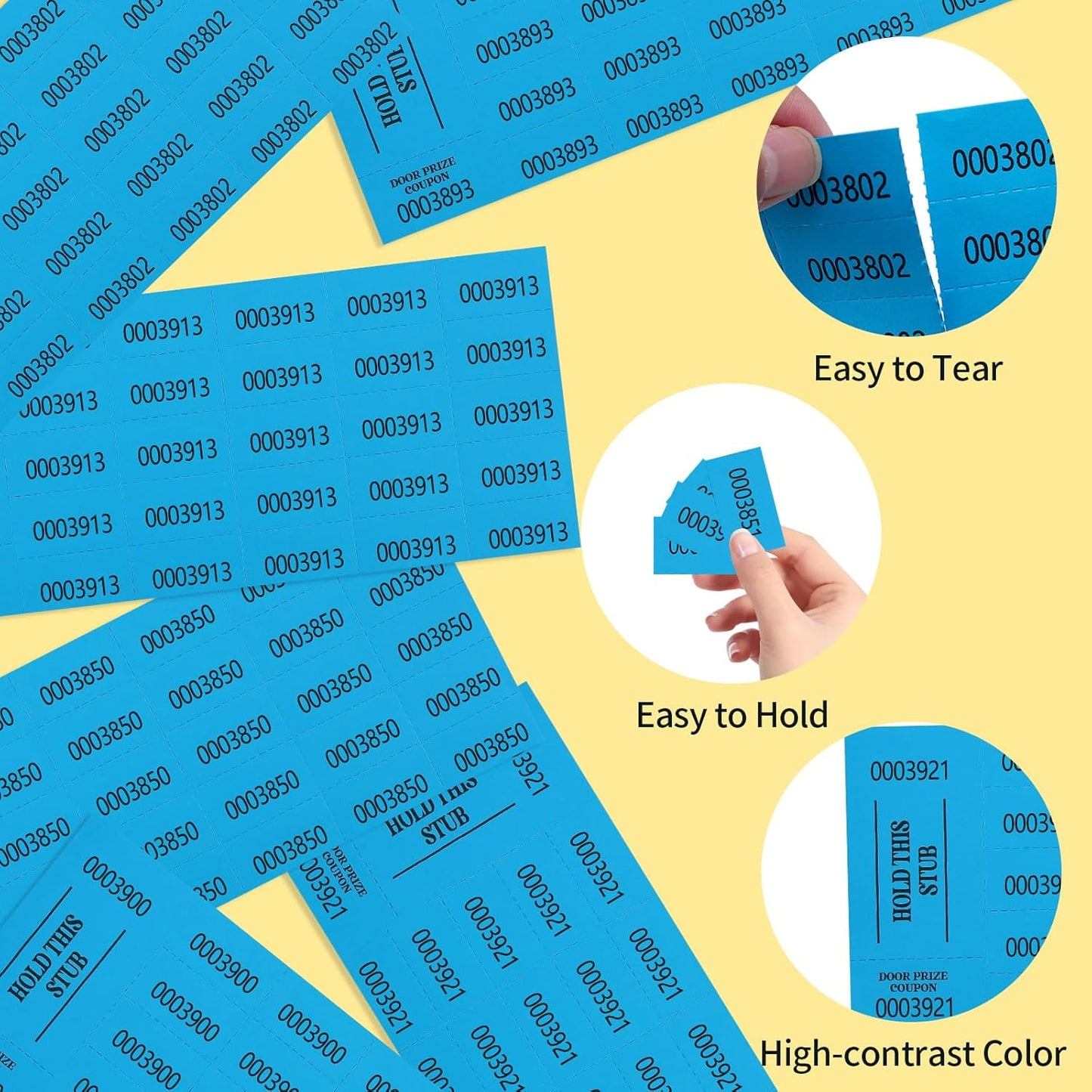 500 Pieces Auction Silent Ticket Basket Tickets Raffle Tickets Sheets Blue 4"×9" for Chinese Door Prize Fundraiser Drink Carnival Penny Auction Events-500 Numbers