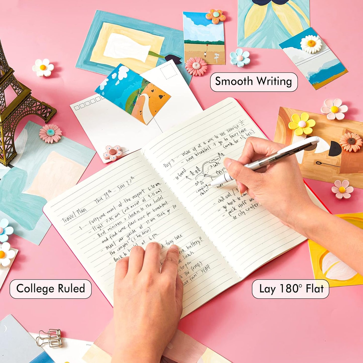 feela 8 Pack Soft Cover Journal Bulk, Notebooks College Ruled for Work, Lined Travel Journal for Women Men, Note Taking Notebook School Supplies Business Writing, 8.2” x 5.5”, A5, Red