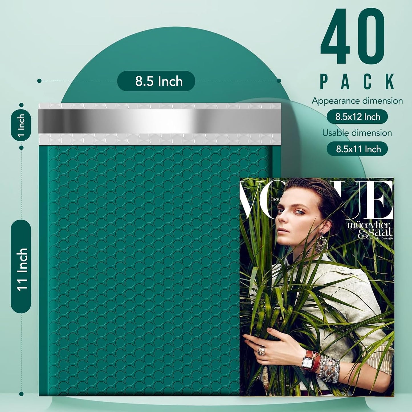 Fuxury Thick Bubble Mailers 8.5x12” 40 Pack Large Bubble Envelopes Opaque Cushioning Mailer for Small Business Mailing Books Clothes Makeup Supplies Forest Green #2