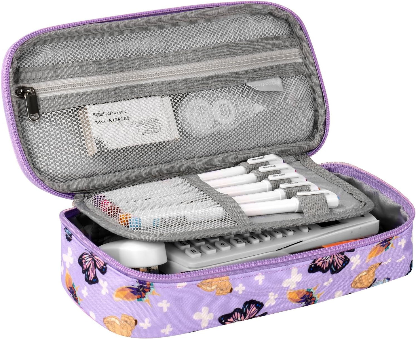 Choco Mocha Butterfly Pencil Case for Girls, Soft Pencil Case Kids Pencils Pouch for Kindergarten Girls, Purple