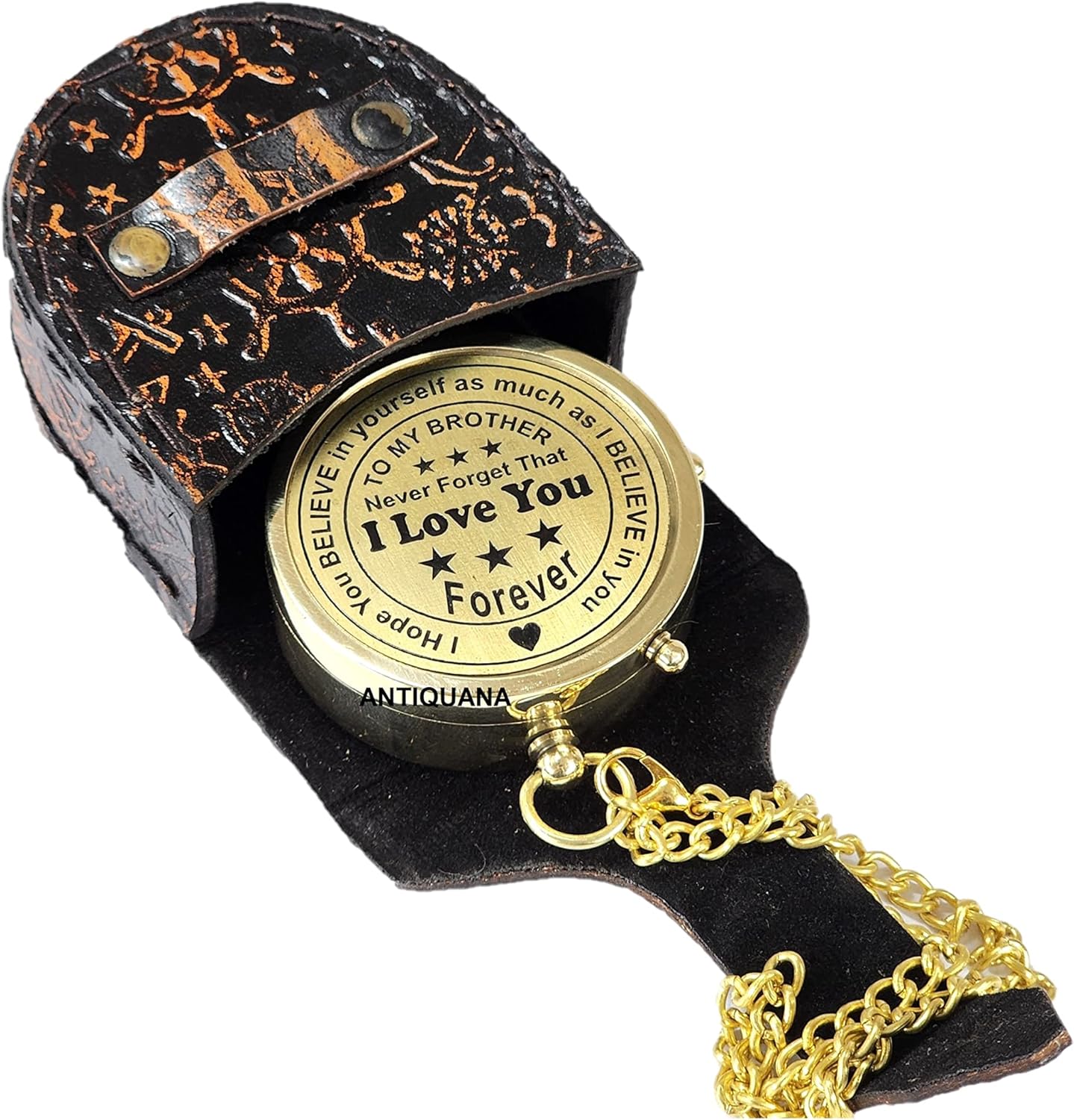 Brass Directional Engraved Compass, Baptism Gifts for Boys Girls, First Communion, Christian Gifts for Men, First Confirmation Gifts for Boys, Inspirational