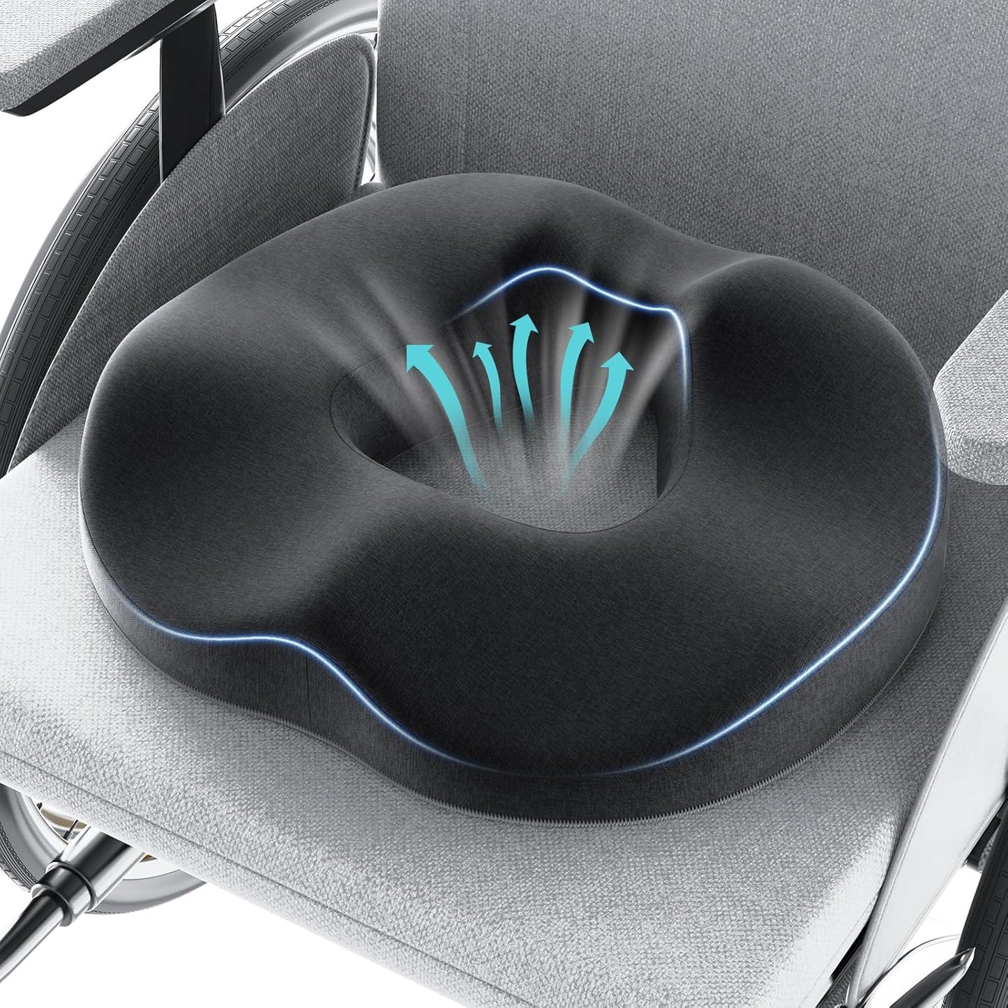 Benazcap Donut Pillow Seat Cushion Hemorrhoid Pillow for Sciatica & Tailbone Pain Relief, Memory Foam Cushion by Ergonomic for Coccyx, Sciatica, Pregnancy, Postpartum- Darkgray