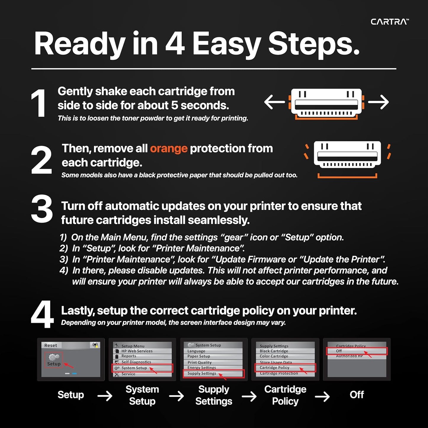 CARTRA 410A M452dw 4 Pack Toner Cartridges for HP Color Laser Pro MFP M377dw, M377, M452dn, M452nw, M452, MFP M477fdn, M477fdw, M477fnw M477 Series Printer | CF410A Black, Cyan, Magenta, Yellow