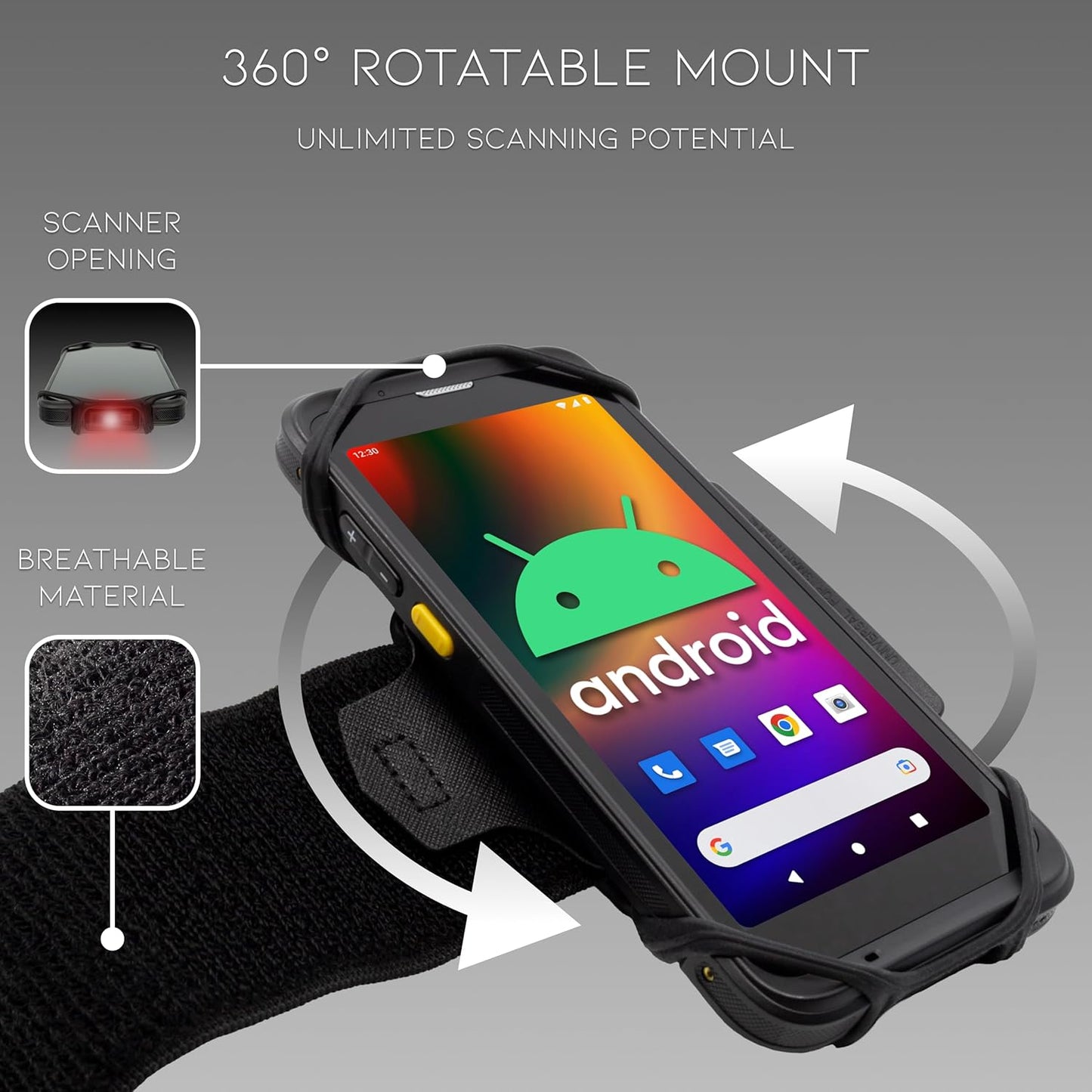 Chainway C90 Wrist Mount Wearable Android Device All-in-One Package with Hands-Free Glove 2D/1D/QR Code Reader, Wireless, Android 10, WiFi, Bluetooth, 5.7” Large Screen, for Scanning (Build Your Own)